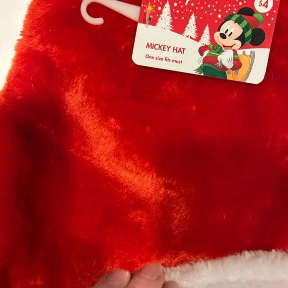 MICKEY MOUSE CHRISTMAS HAT RED WITH BLACK MICKEY EARS BRAND NEW WITH TAGS - Picture 3 of 4